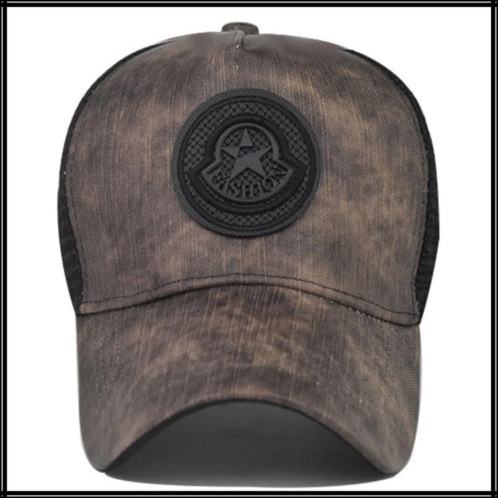 Baseball CZA441 [White Fang] Hat, Cap, Cap, Mesh, Houndstooth, Fashionable, Adjustable, Men's, Women's, (Khaki)