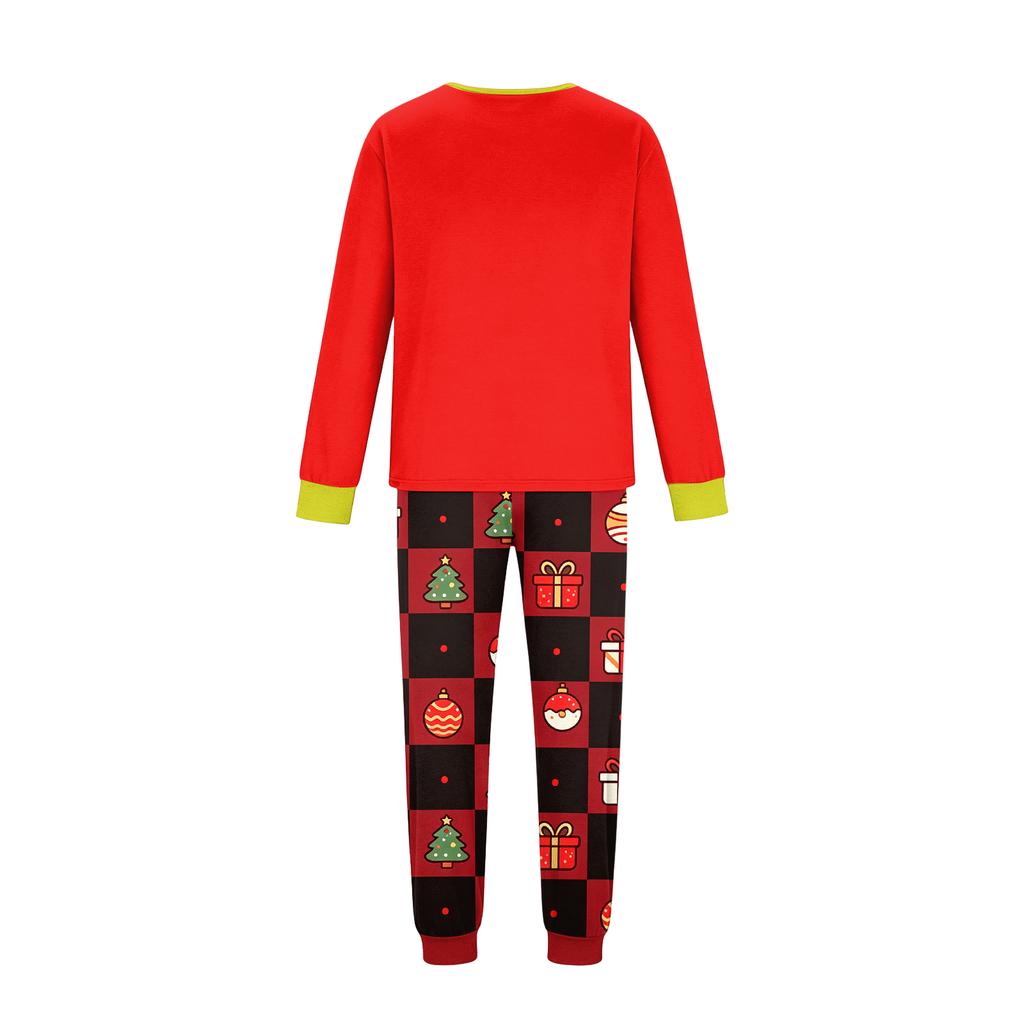 Family Matching Christmas Pajamas Set for Parents and Kids, Long Sleeve Neck Printed Pants Set