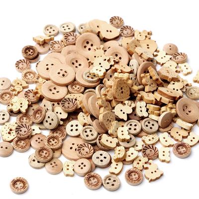 Bottoni da cucire in legno con motivo in legno di colore naturale a forma di miscela da 100 pezzi