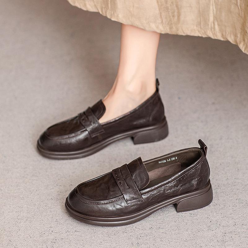 Dress Shoes Women Loafers Sheepskin Real Leather Low Heels Formal Business Suit Ladies 2025 Flats Shoes Spring Autumn Handmade