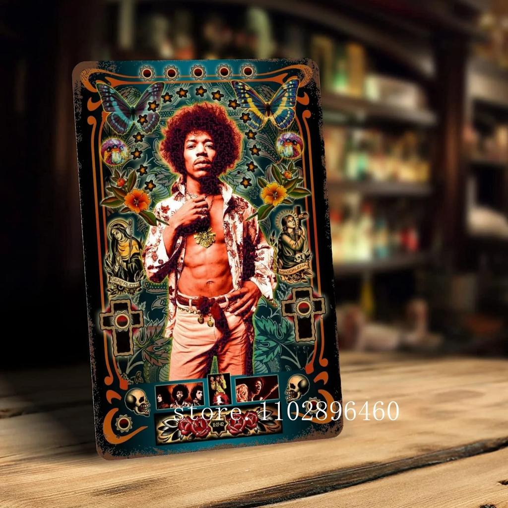 Jimi Hendrix Metal Plaques & Signs Wall Decor Vintage Tin Signs Captain Metal Poster Decor for Bar Pub Club Wall Decoration