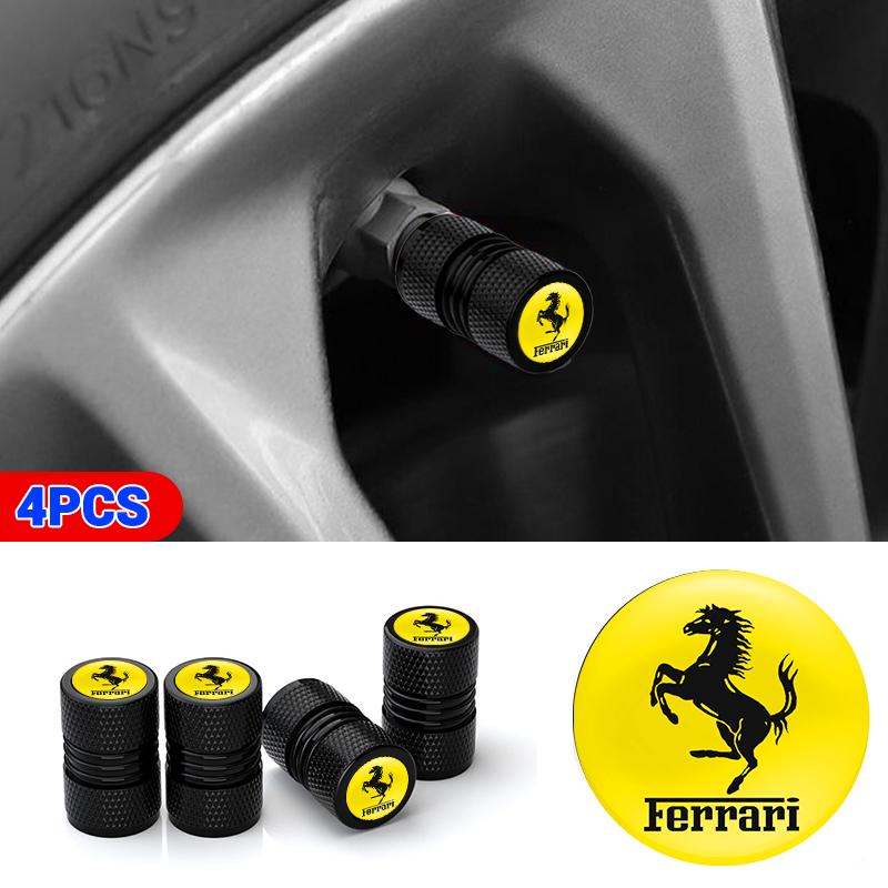 4Pcs Metal Car Tire Valve Cover Wheel Stem Dustproof Air Cap Case For Ferrari Roma Spider SF90 Superfast Competizione LaFerrari JG3