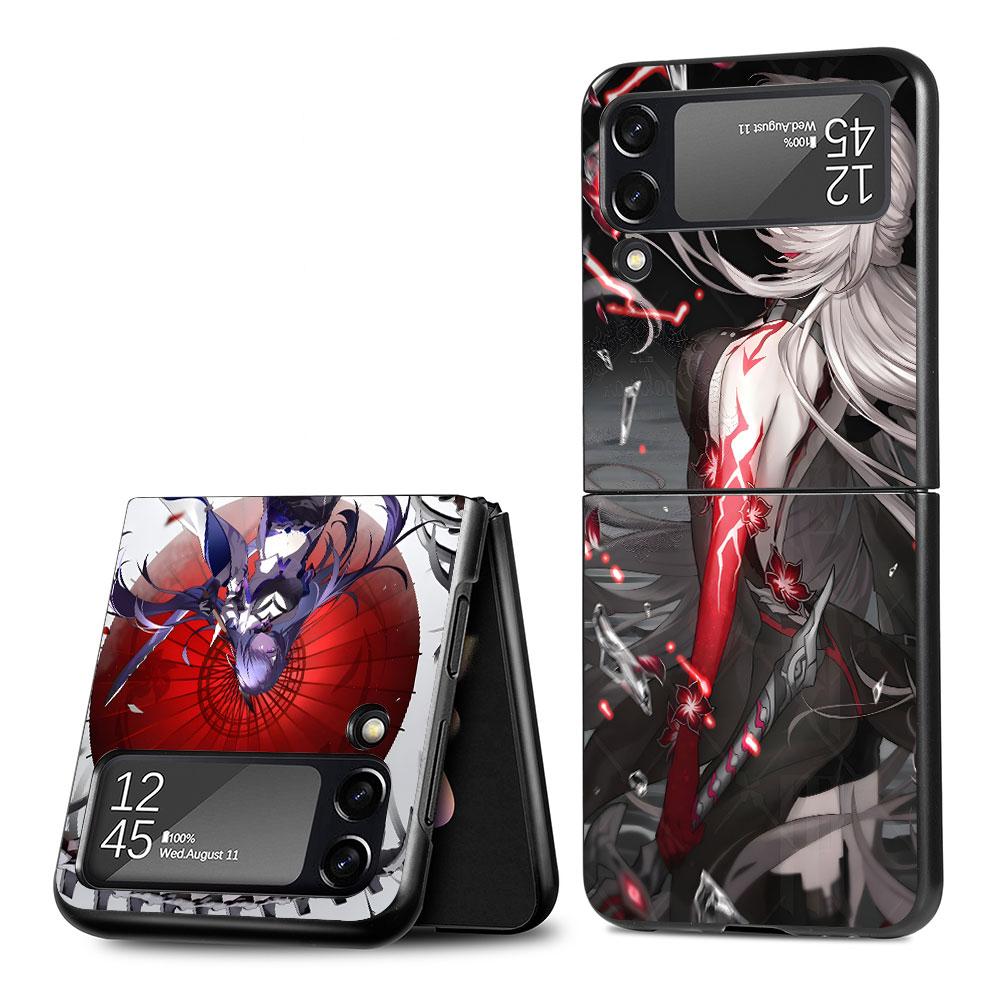 Raiden Bosenmori Mei Case for Samsung Galaxy Z Flip4 Flip3 5G PC Hard Phone Shell Z Flip 4 3 Black Coque Zflip4 Zflip3 Cover