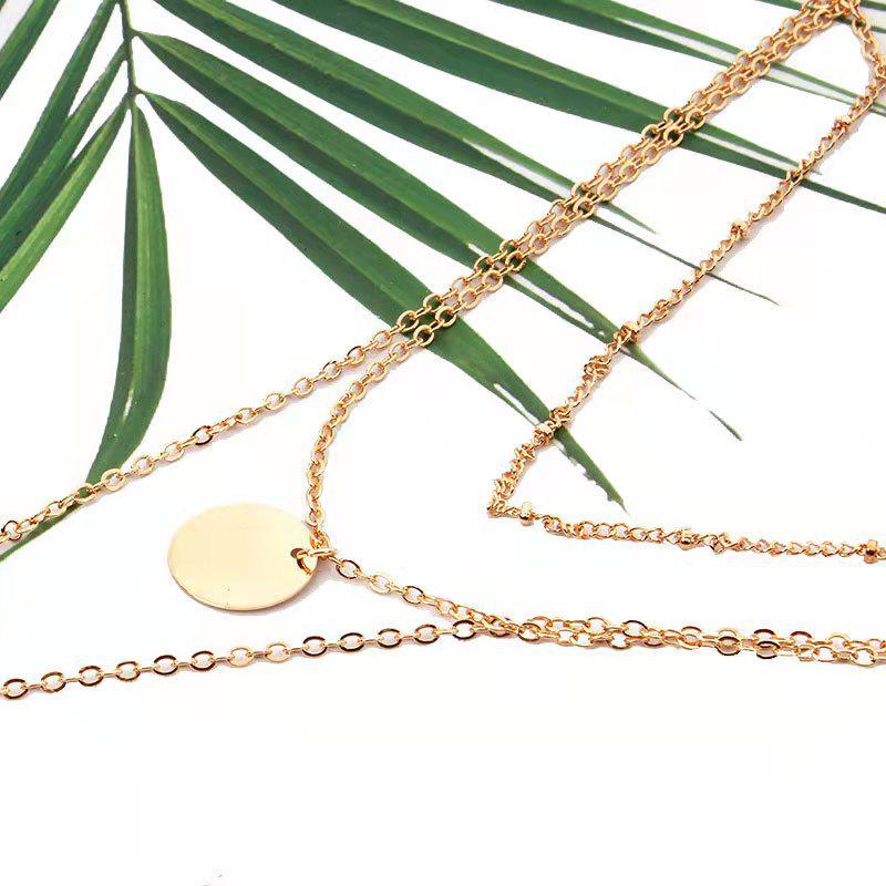 Women's Fashionable Alloy Necklace with Double Round Pendant