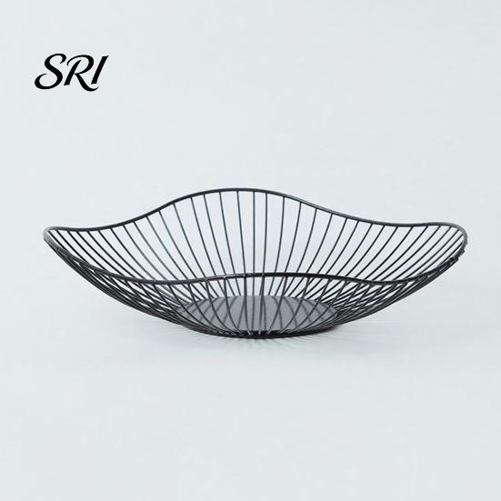 Heavy-duty Fruit Holder Metal Wire Basket Decorative Stand for Kitchen Countertop Home Storage Organizer Decor Single Tier Iron Serving Bowl