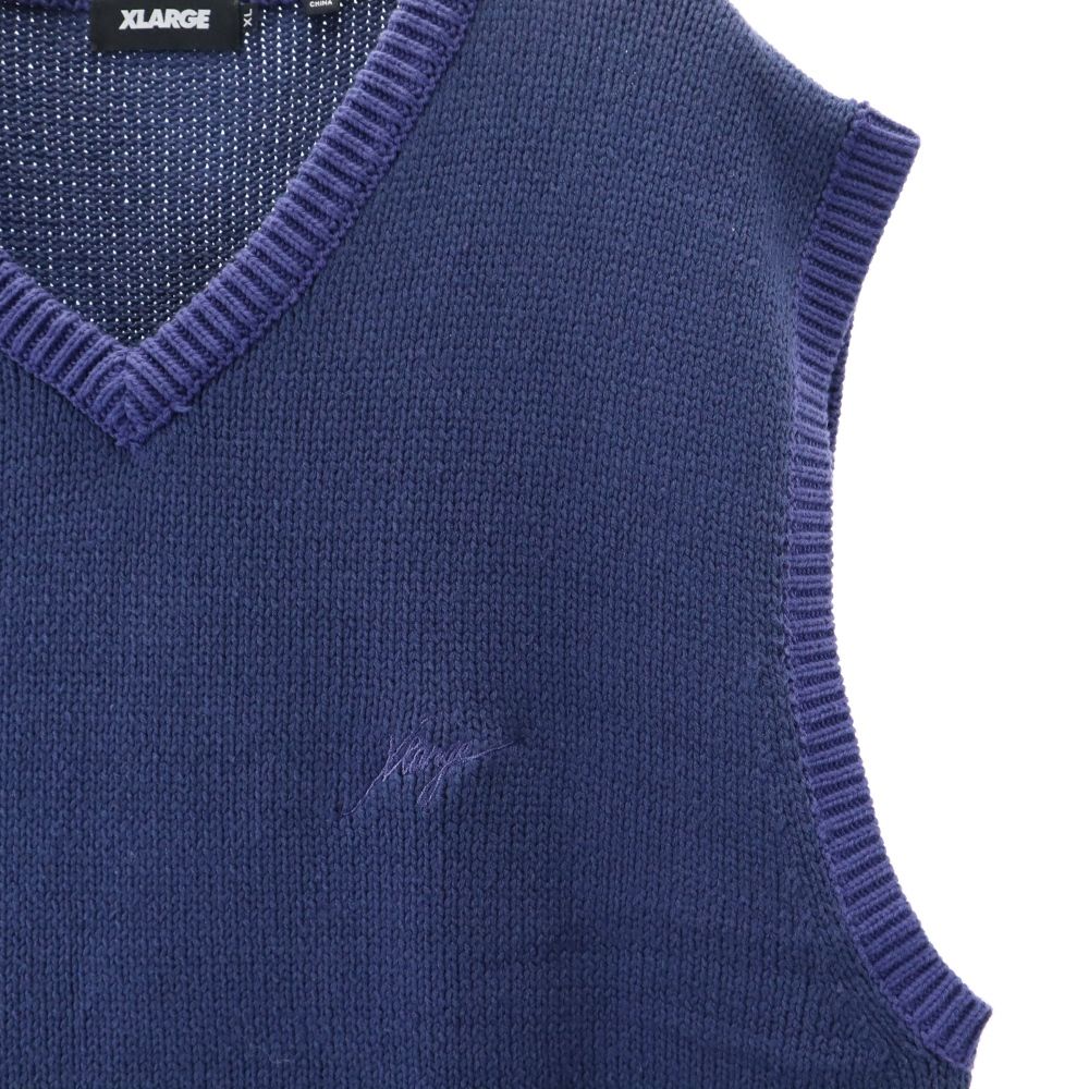 XLARGE Knit V-neck Best XL Navy system Men's Used
