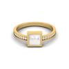 925 Sterling Silver Gold Vermeil 5MM Square  Pearl Engagement Women Ring