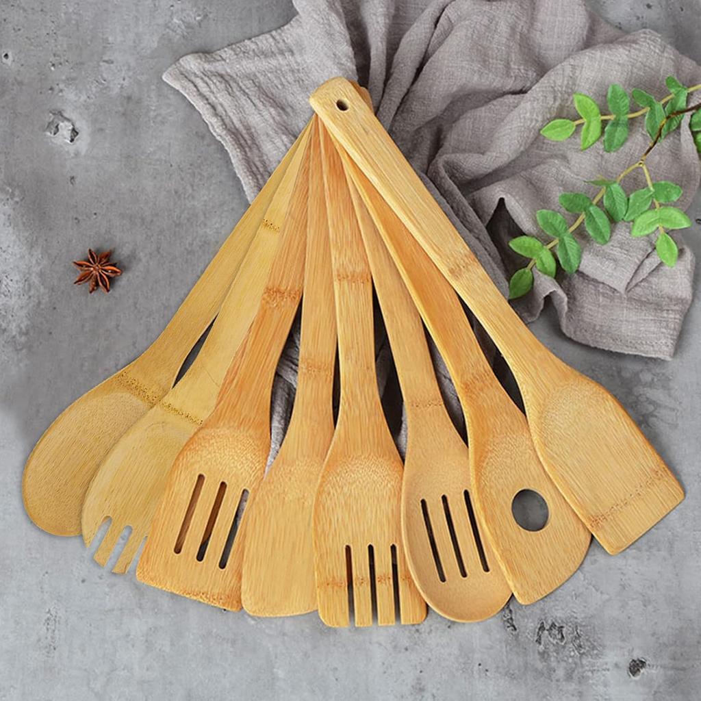 DEAYOU 16 PCS Bamboo Wood Spoons Set, Cooking Utensils for Cookware, Wok, Everyday Use, Mothers Day Gifts, Housewarming Gifts