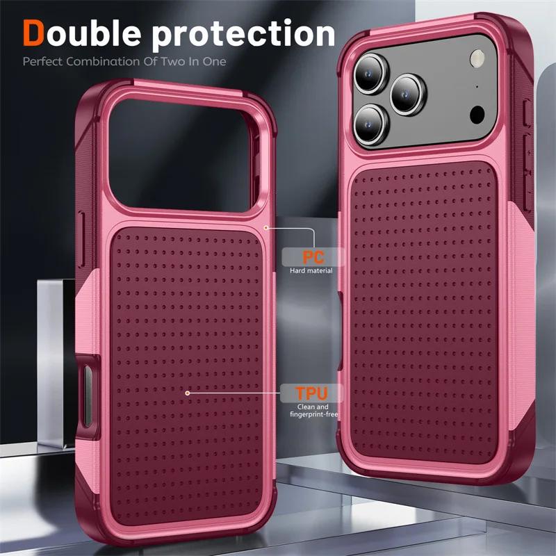 Military Rugged Anti-Drop Protect Phone Case For IPhone Air 17 16 15 14 Plus 13 12 11 Pro Max Air Hole OTT Armor Box Back Cover