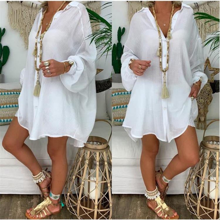 Loose Fit Cotton Linen Blouse Women Long Sleeve Shirt Solid Color Thin Spring Summer Large Size