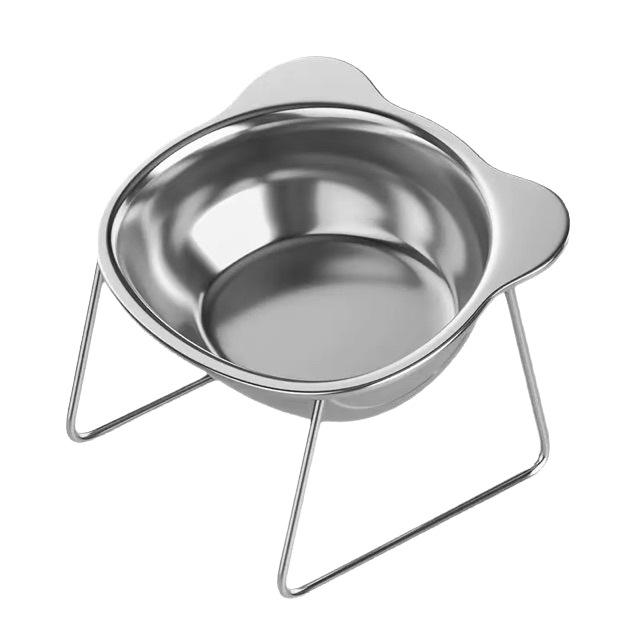 

304 Stainless Steel Elevated Cat Bowl with Support Stands Stainless Steel Adjustable 15-Degree Angle Stand Slanted Pet Bowl