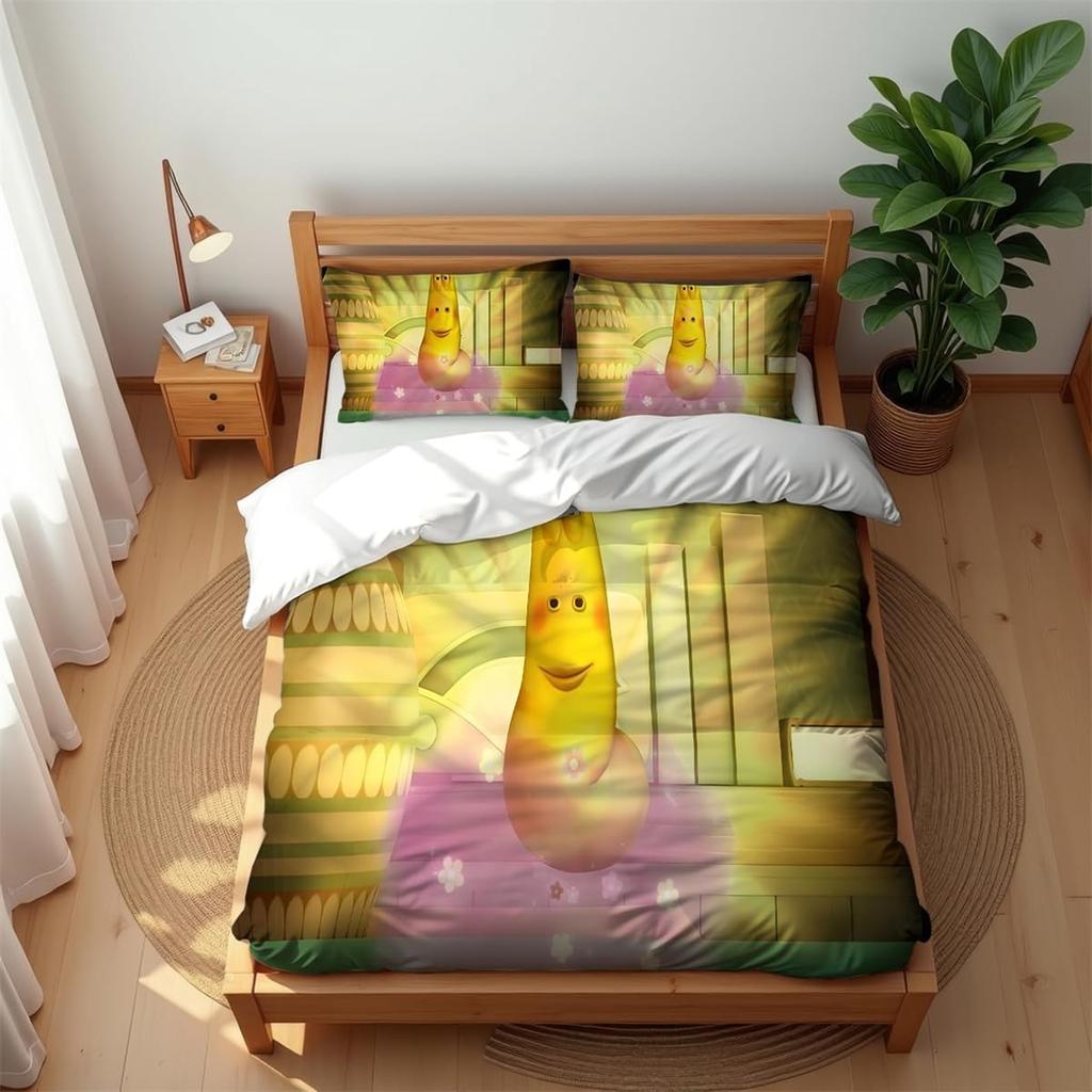 Cartoon Red Yellow Worm Duvet Cover Pillowcase Larva Bedding Set Kids Girl Boys Adults Gift Single Double King Large Size