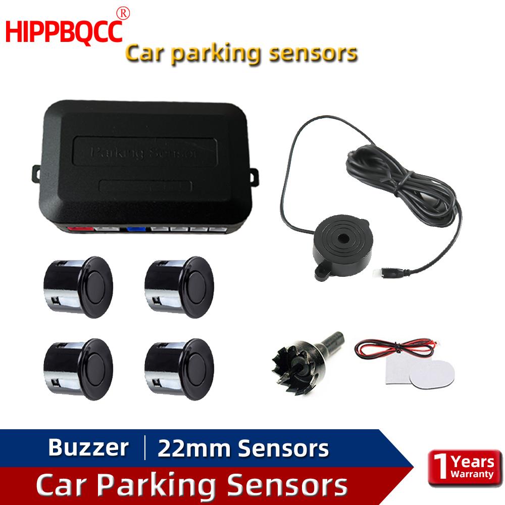 

HIPPBQCC Car Parking Sensor Kit 4 Sensors Buzzer 22mm Reverse Backup Radar Sound Alert Indicator Probe System 12V Free Shipping серебряный