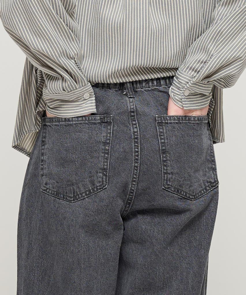 ROIDESROIS A-Line Hidden Elastic Pocket Denim Pants (Gray)