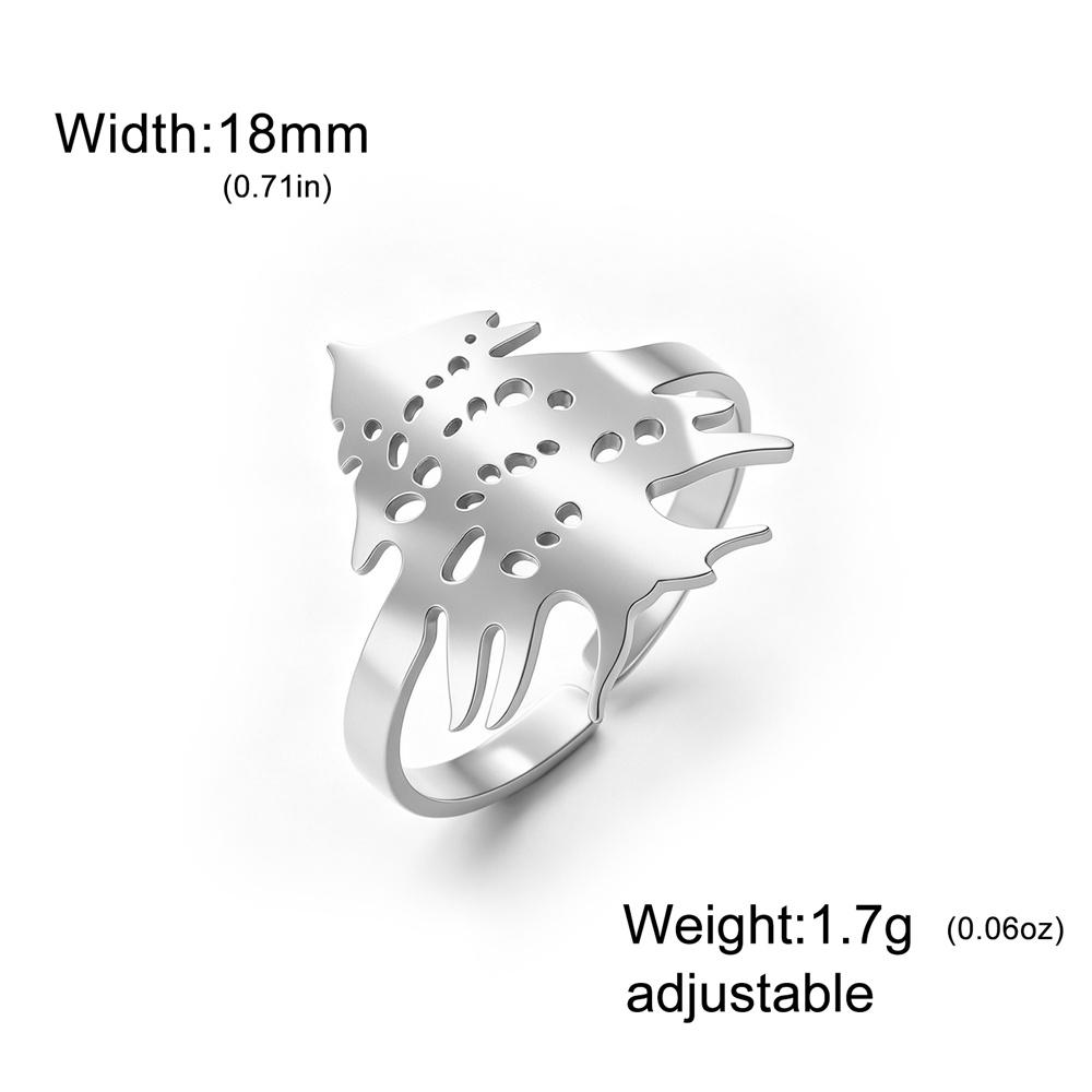 Lebanon Cedar Tree Open Ring Adjustable Ring Stainless Steel Cedar Leaf Finger Ring Lebanon Symbol Jewelry Gifts Waterproof resizable