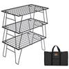 Camping Moon Field Mesh Rack Camping Rack Black Lightweight Thin 3 Piece Set with Storage T-235-3T