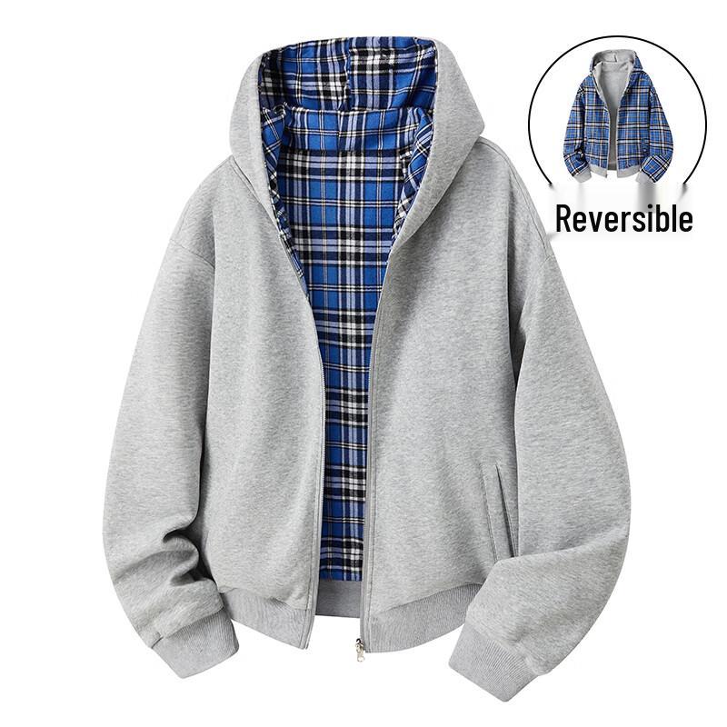 

VUUG Men s Plaid Hooded Cardigan 2XL