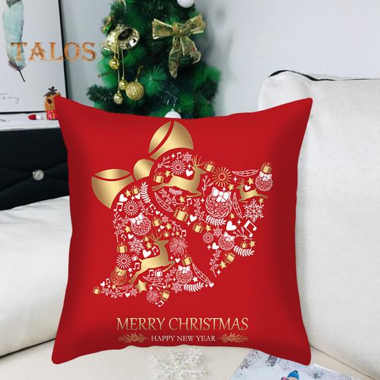45x45CM Christmas Square Pillow Case Red Elk Snowflake Bell Stocking Star Zipper Reusable Sofa Bedroom Decoration Pillow Cushion Cover Party Supplies