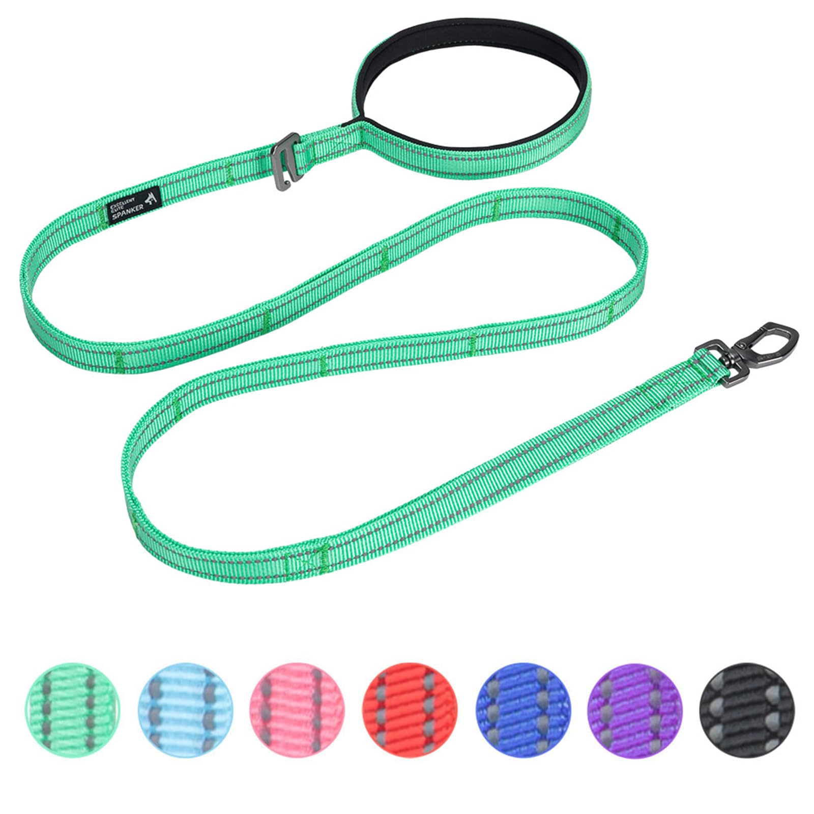 

EXCELLENT ELITE SPANKER Dog Reflective Nylon Dog Leash CM Nylon Dog Leash for Small and Medium Walking Training Green Leash, Double-Sided Pad, 1.5