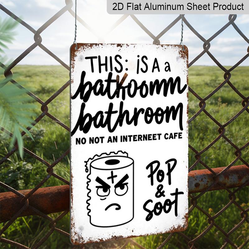 2D Flat - Is This A Bathroom in An Internet Cafe? A Vintage Aluminium Decorative Sign Measuring 8X12 Inches. Perfect for Christmas Decorations in