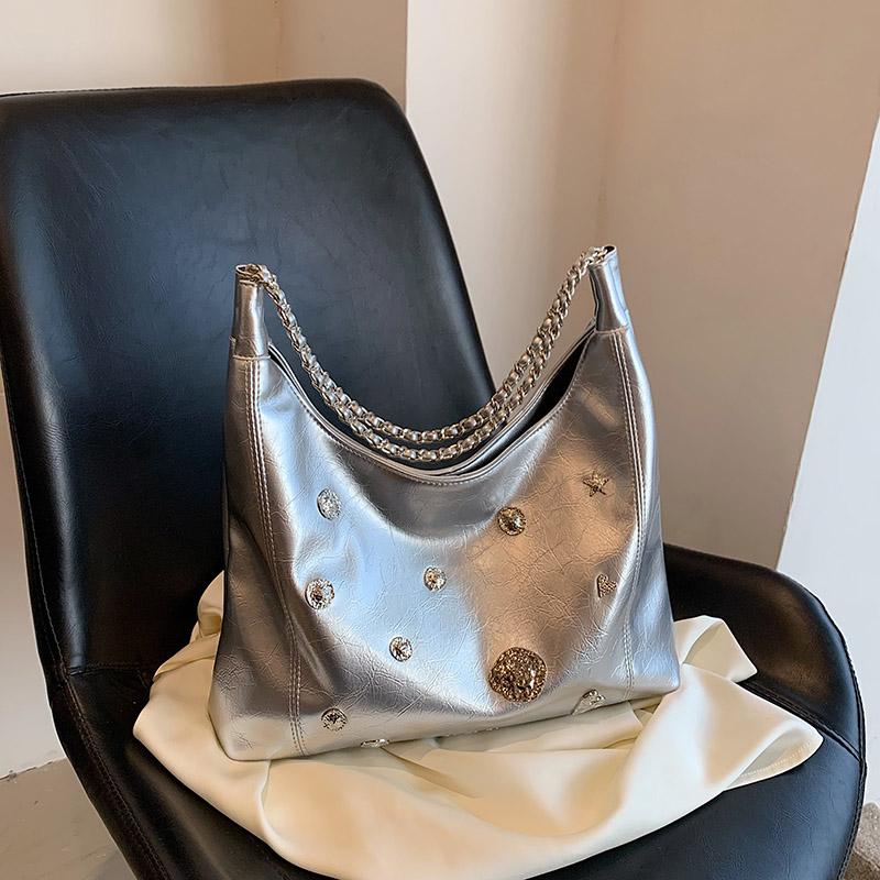 

Универсальные сумки через плечо с вощеной кожей и вставкой из бриллиантов, женские, вместительные