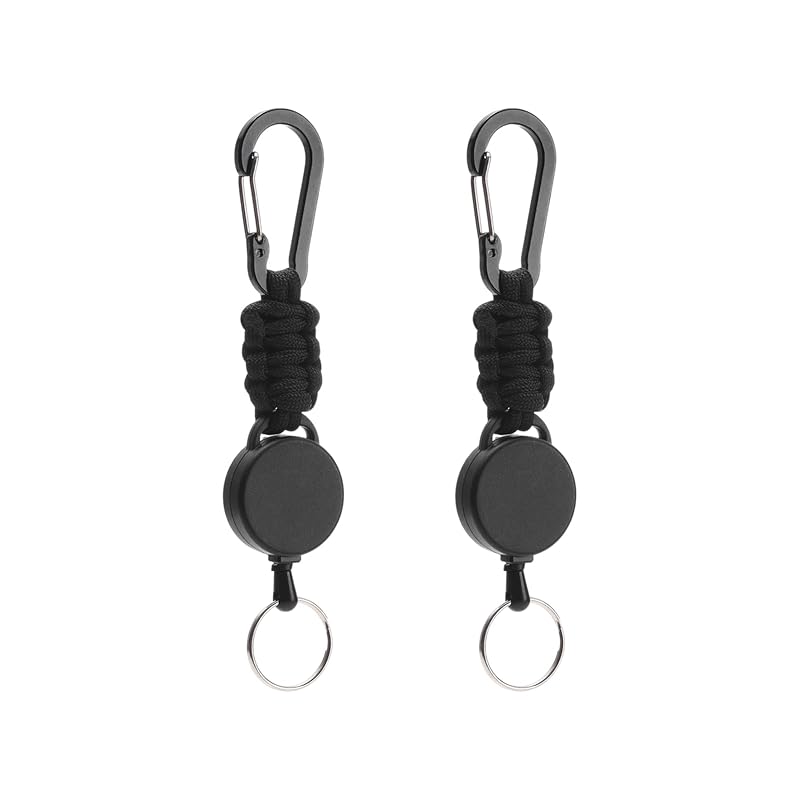 

[HarnyLoom] reel keychain key chain elastic reel type set of 2 stretchable key chain key reel metal wire Maximum 60cm multifunctional super