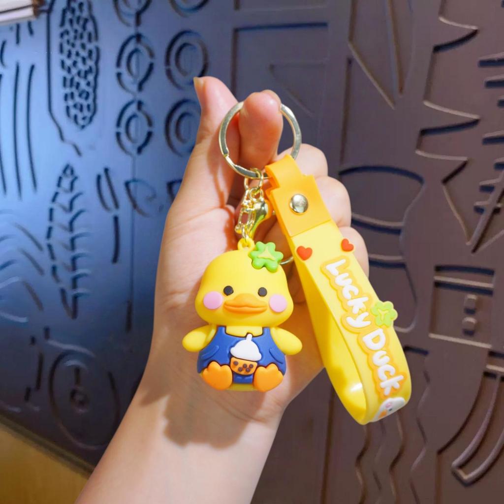 Entzückender Enten-Schlüsselanhänger: Weicher Gummi-Tier-Persönlichkeits-Anhänger für Taschen, Autos und mehr