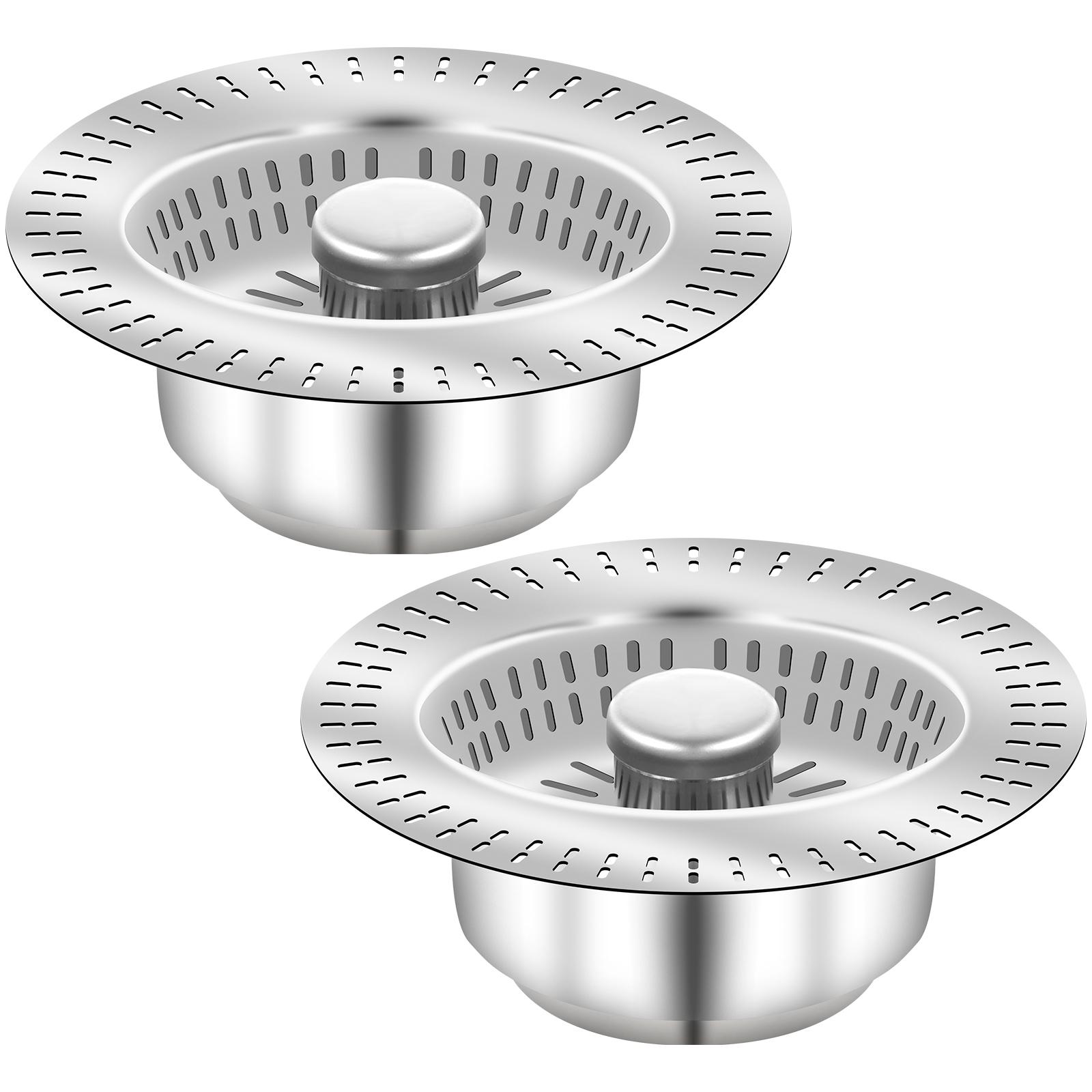 

2 шт., фильтр для слива кухонной раковины, выдвижная заглушка из нержавеющей стали, антизасоряющий фильтр для волос и еды, корзина, заглушка для фильтра