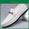Buckle Metal Business Summer Casual Shoes Adult Mens Genuine Leather Loafers Shoes Soft Sole Comfortable Moccasin Driving Shoes