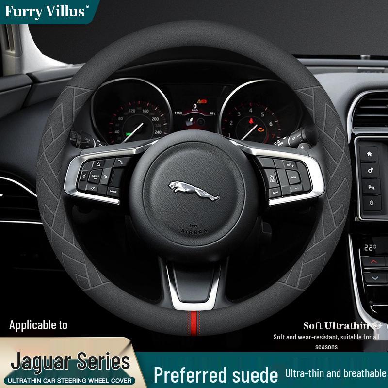 Jaguar Steering Wheel Cover: Suede and Leather for XJ, XEL, F-PACE, XFL, E-PACE, XE