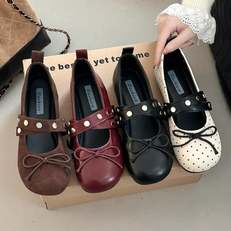 New Spring Butterfly-knot Women Ballet Flats Concise Round Toe Shallow Shoes Laides Comfort Soft Sole Dress Mary Jane Shoes