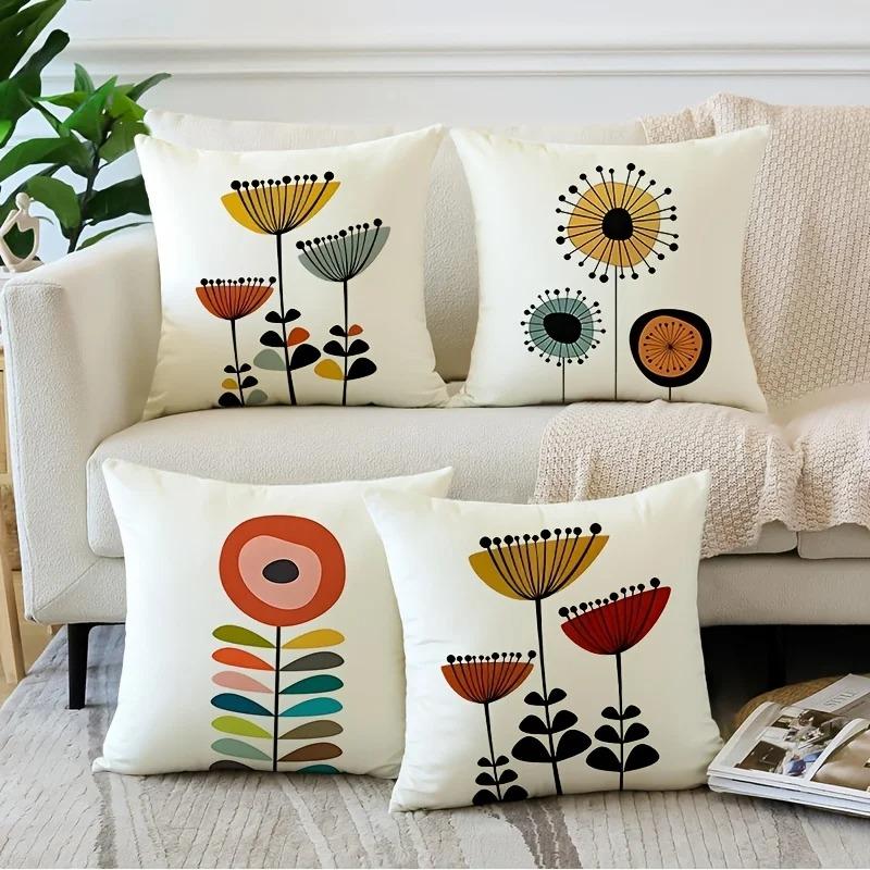 Heimdeko Lebhaftes Abstraktes Florales Muster Kissenbezug Geeignet Für Sofa Schlafzimmer Auto Kissenbezug