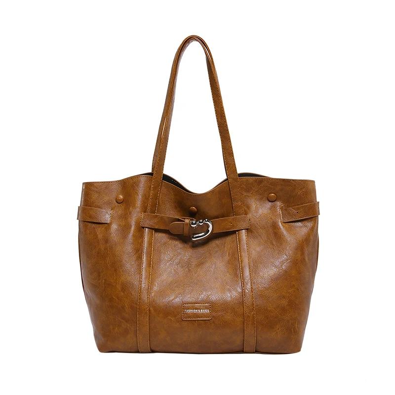 

Повседневная сумка-тоут из искусственной кожи с плиссировкой на молнии с верхней ручкой, большого размера, в стиле ретро, сумки высшего качества