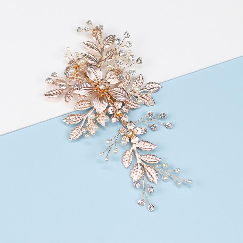 Handmade Bridal Flower Hair Clip – European & American Style Alloy Hairpin for Wedding & Banquet Updo