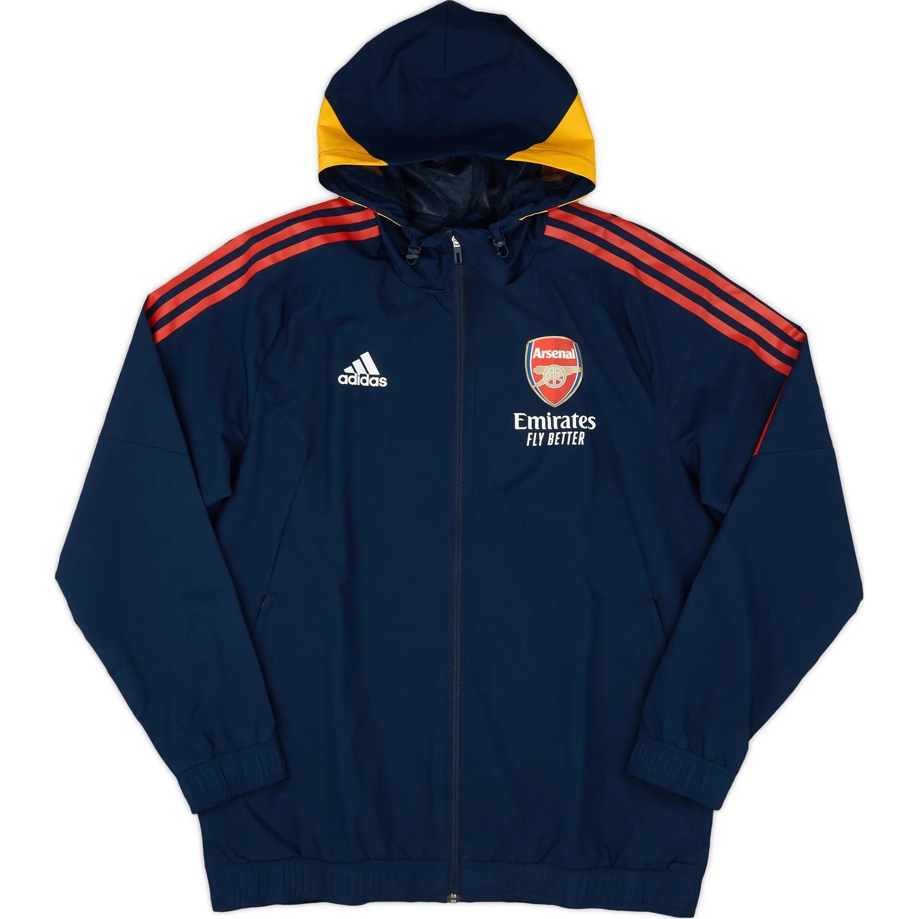 Adidas Logo Letter Print Striped Outdoor Casual Sports Zip-Up Hooded Jacket Unisex Jackets Dark-Blue HA5294 XS
