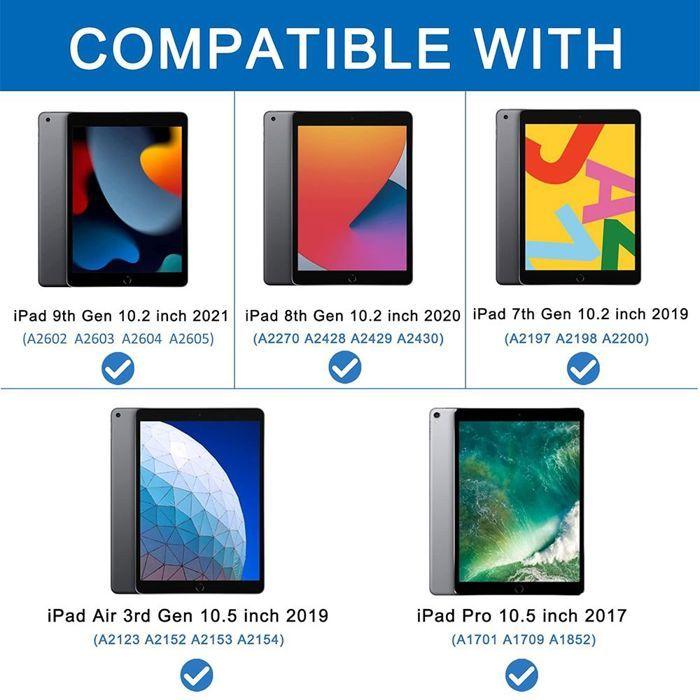 Coque iPad 10,2 Pouces - Protection Anti-Rayures - Verre Trempé - Support Multi-Angle - Vert