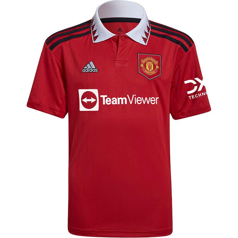 Adidas Manchester United T-shirt Solid Color Lapel Short-sleeved Polo Shirt Red Children s Style 152