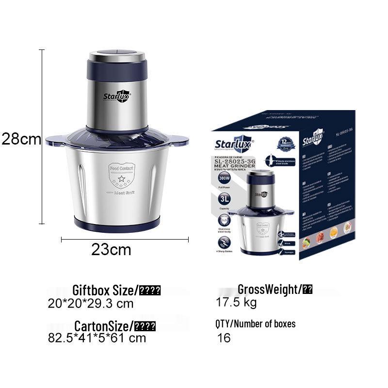 

Starlux 3L Glass Steel Meat Grinder & Food Processor European Standard