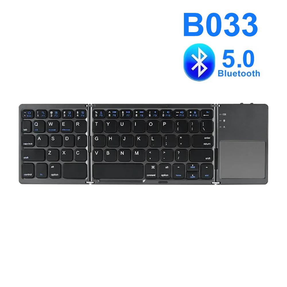 

Tri-fold Bluetooth Keyboard with Touchpad Portable Mini Keyboard Rechargeable Keyboard Wireless Keyboard For Windows Android iOS чорний