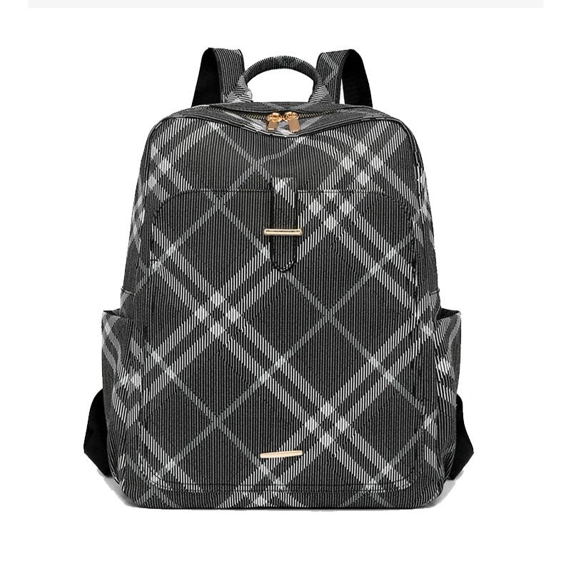 Versatile Women's Shoulder Bag Fashionable Backpack Leisure Travel Grid Large Capacity Backpack New