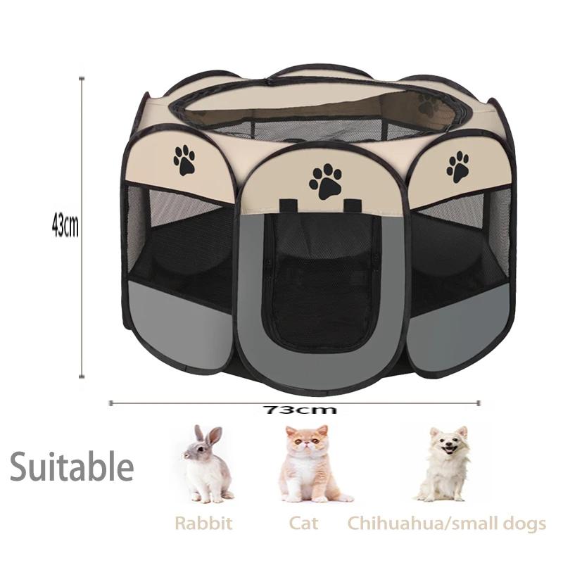 Foldable Pet Tent Durable Grip Cat House Oxford Cloth Octagonal Pet Fence Portable Outdoor Small Dog Cages Cat Fences Dog Kennel
