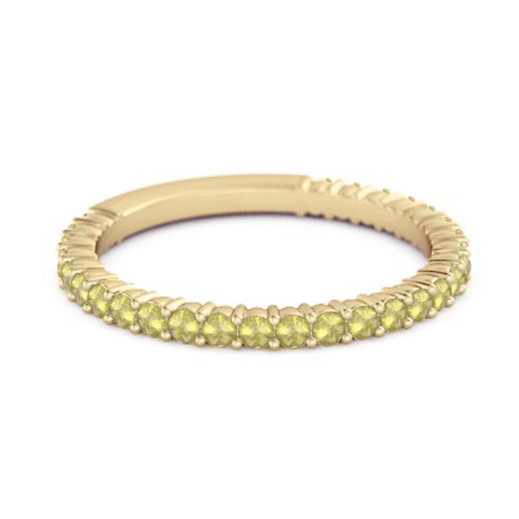 Lemon Quartz Eternity Band Ring -925 Sterling Silver Gold Vermeil
