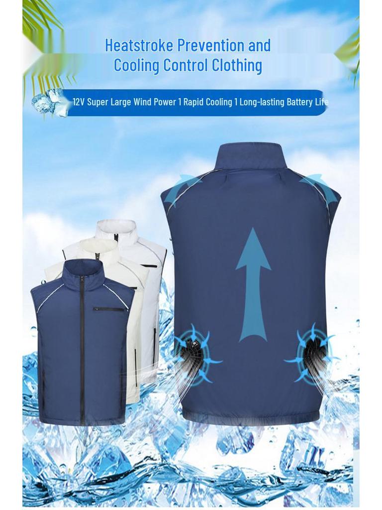 Unisex Sleeveless Cooling Workwear with Fan for Summer Heatstroke Prevention