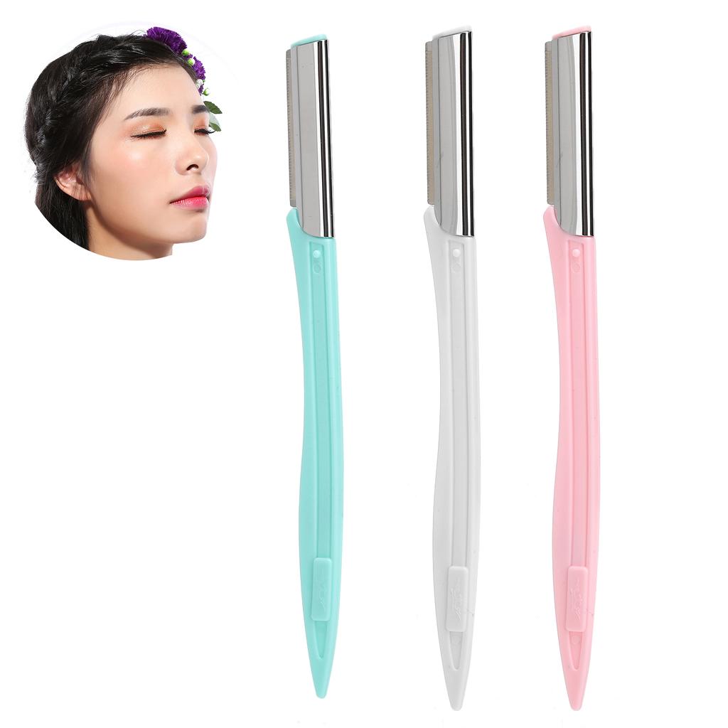 3Pcs Women Eyebrow Trimmer Stainless Steel Blade Facial Hair Shaver Eyebrow Shaping Razor