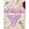 SINGREINY Mesh Sheer Lingerie Two Pieces Suits French Floral Seusual Underwear Sets Women Embroidery Sexy Bra&Briefs Sets