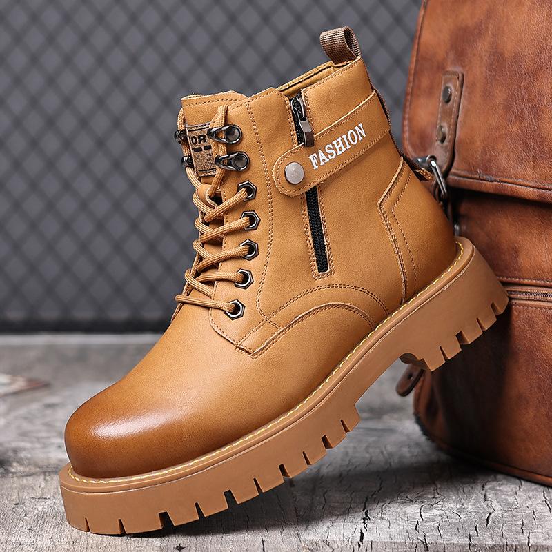 Martin boots men's autumn and winter new velvet warm high-top casual thick-soled tooling trend versatile cotton boots men