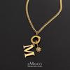 EManco Initial Charm Letters Necklace Women Men Stainless Steel Choker DIY Cuban Rhinestone Pendant Minimalist Jewelry for Party