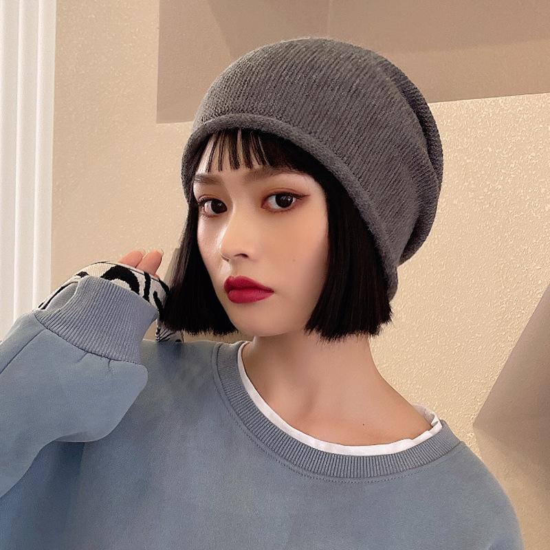 Pile hat children autumn and winter bag head cold hat wool hat round face winter ear protection knitted hat confinement hat