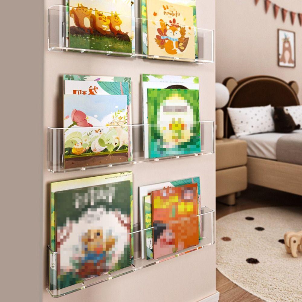 Wall Hanging Picture Book Display Stand Plastic Albums Record Holder Bookshelf  Reading Magazine
