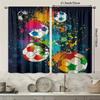 2 Pcs Colorful Football Print Curtains,suitable for Bedroom,living Room Kitchen Decoration,home Decoration,window Decoration